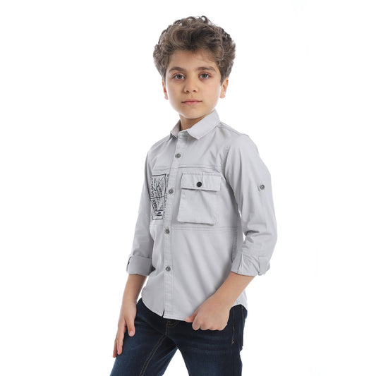 2b STYLISH Self Pattern Long Sleeve Shirt - Gray